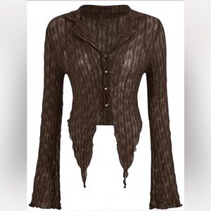 Women's Button Up Sheer Coquette Top